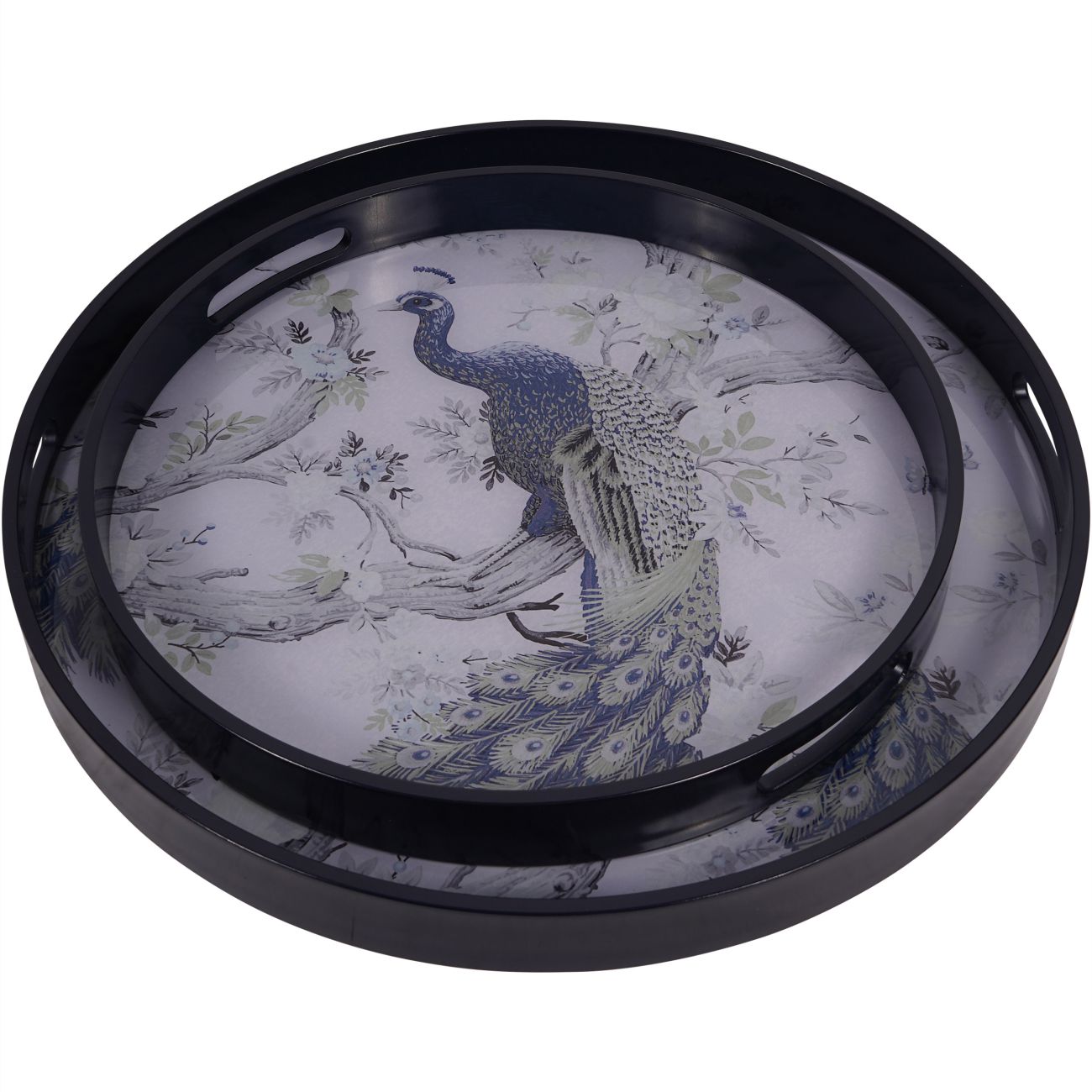 Set of 2 Laura Ashley Belvedere Peacock Print Trays